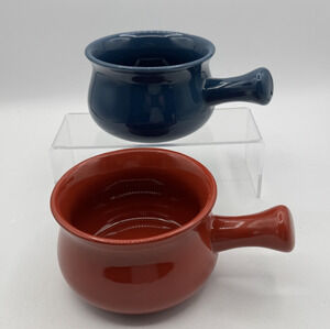 Buchase Soup Bowls w/ Handles Red & Blue Oven Safe Set of 2, Crock Pot Pre-owned